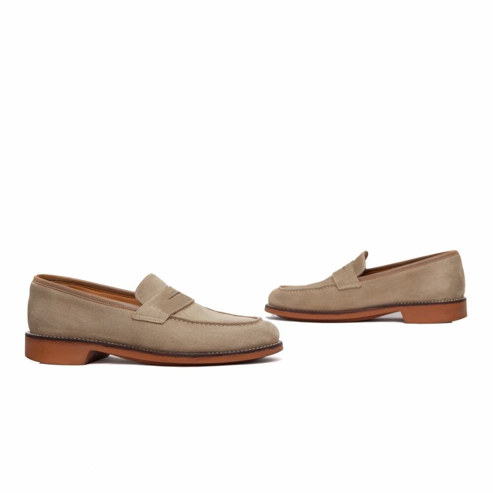 950$ Ralph Lauren Purple Label Men's Beige Suede Penny Loafers US9